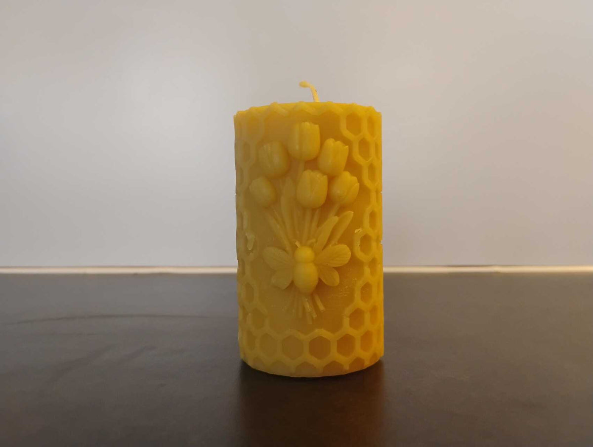 Beeswax Flower Pillar Candle