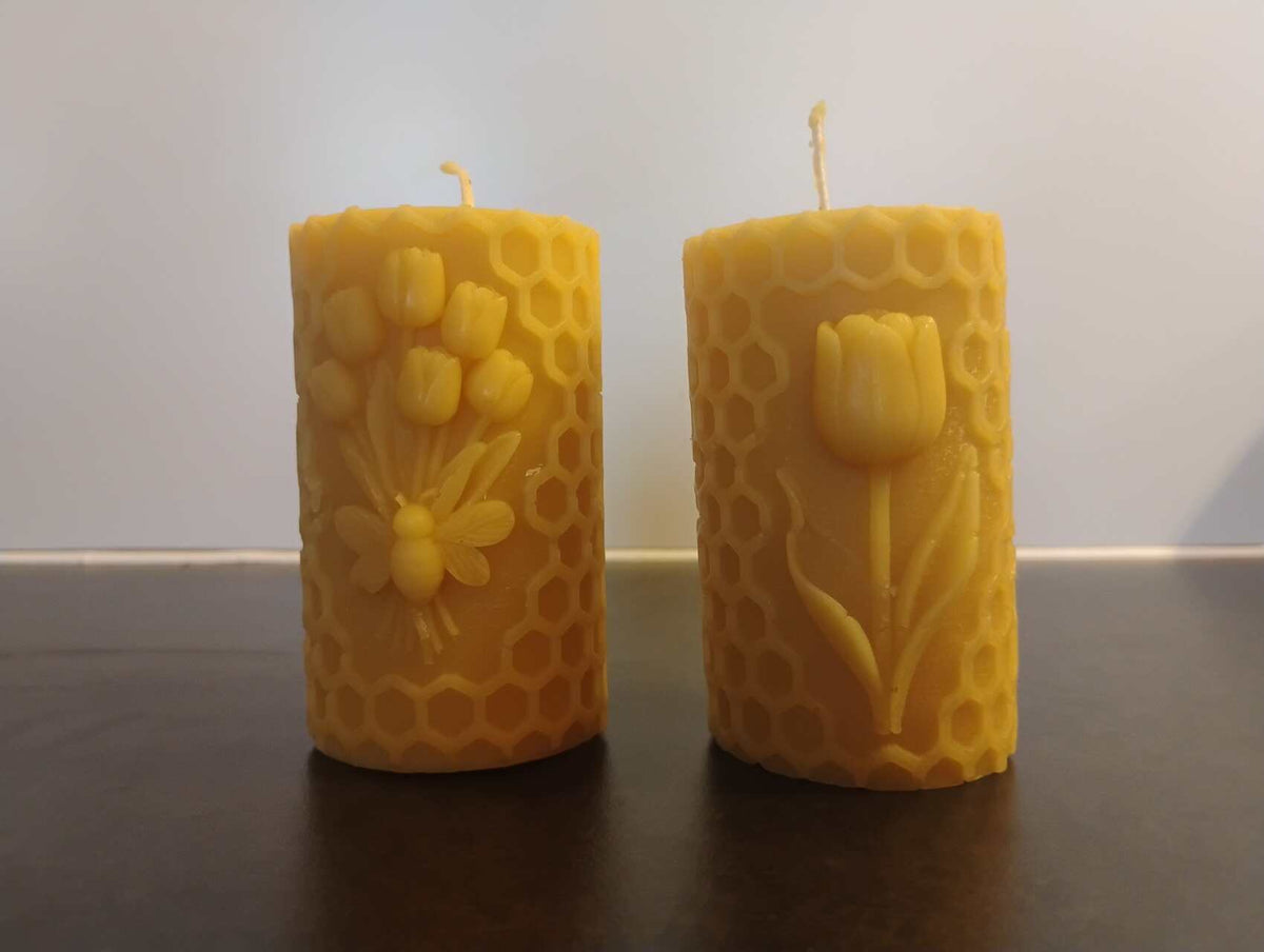 Beeswax Flower Pillar Candle