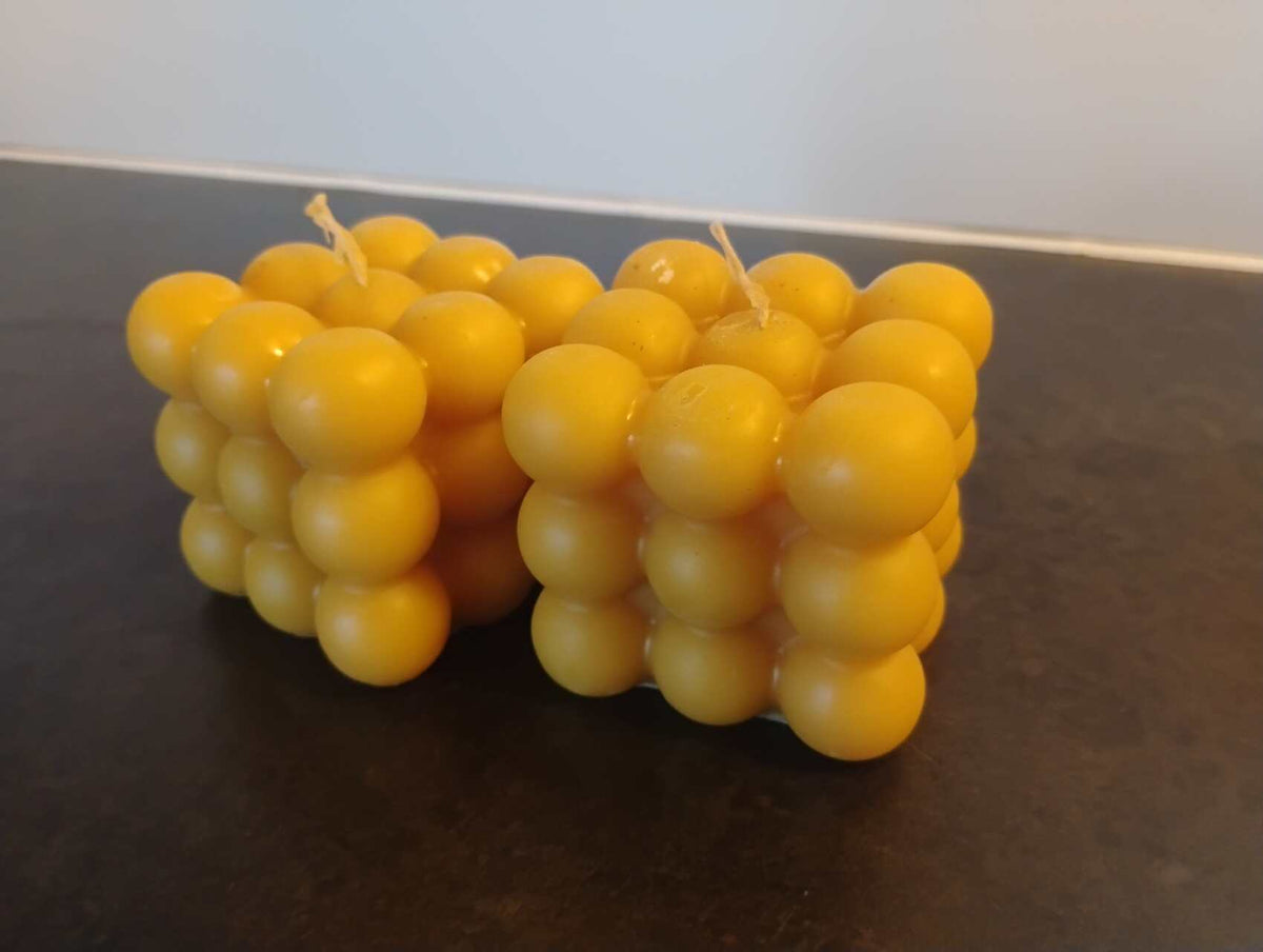 Beeswax Bubble Cube Candle