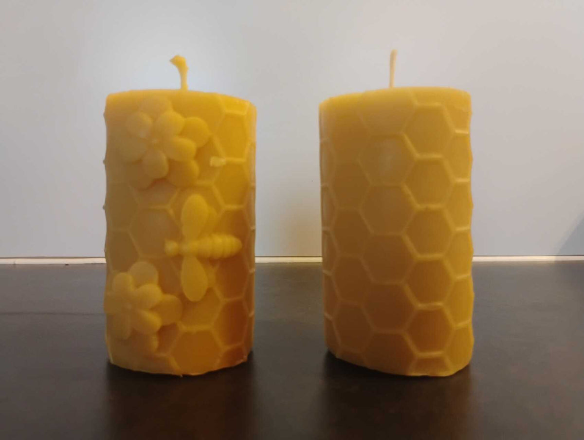 Beeswax Bees Pillar Candle