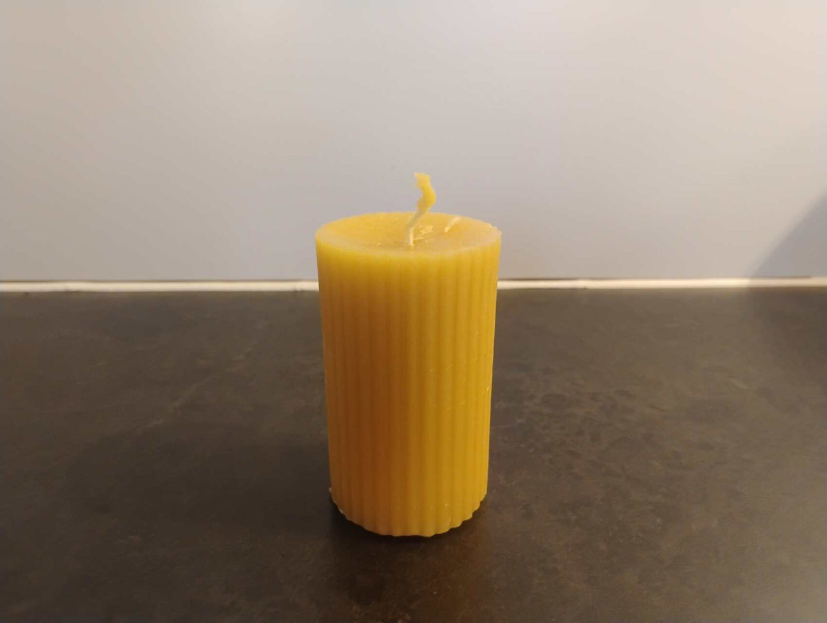 Beeswax Ribbed Pillar Candle